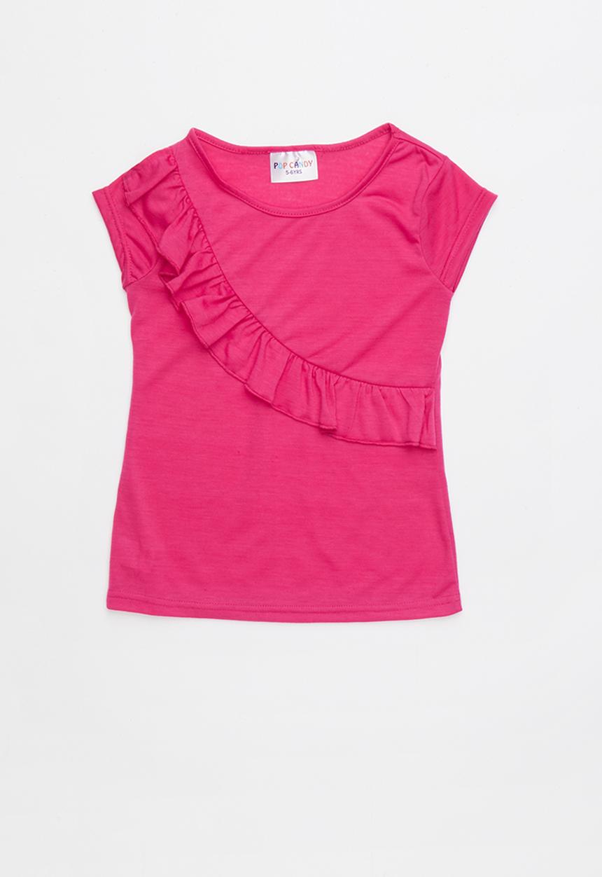 Pop Candy - Shorts sleeve tee with frill - pink