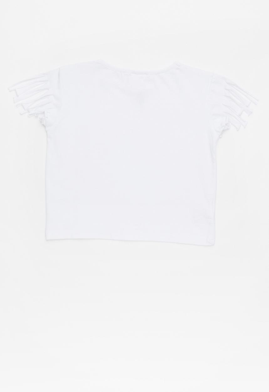 Pop Candy - Fringe sleeve top - white