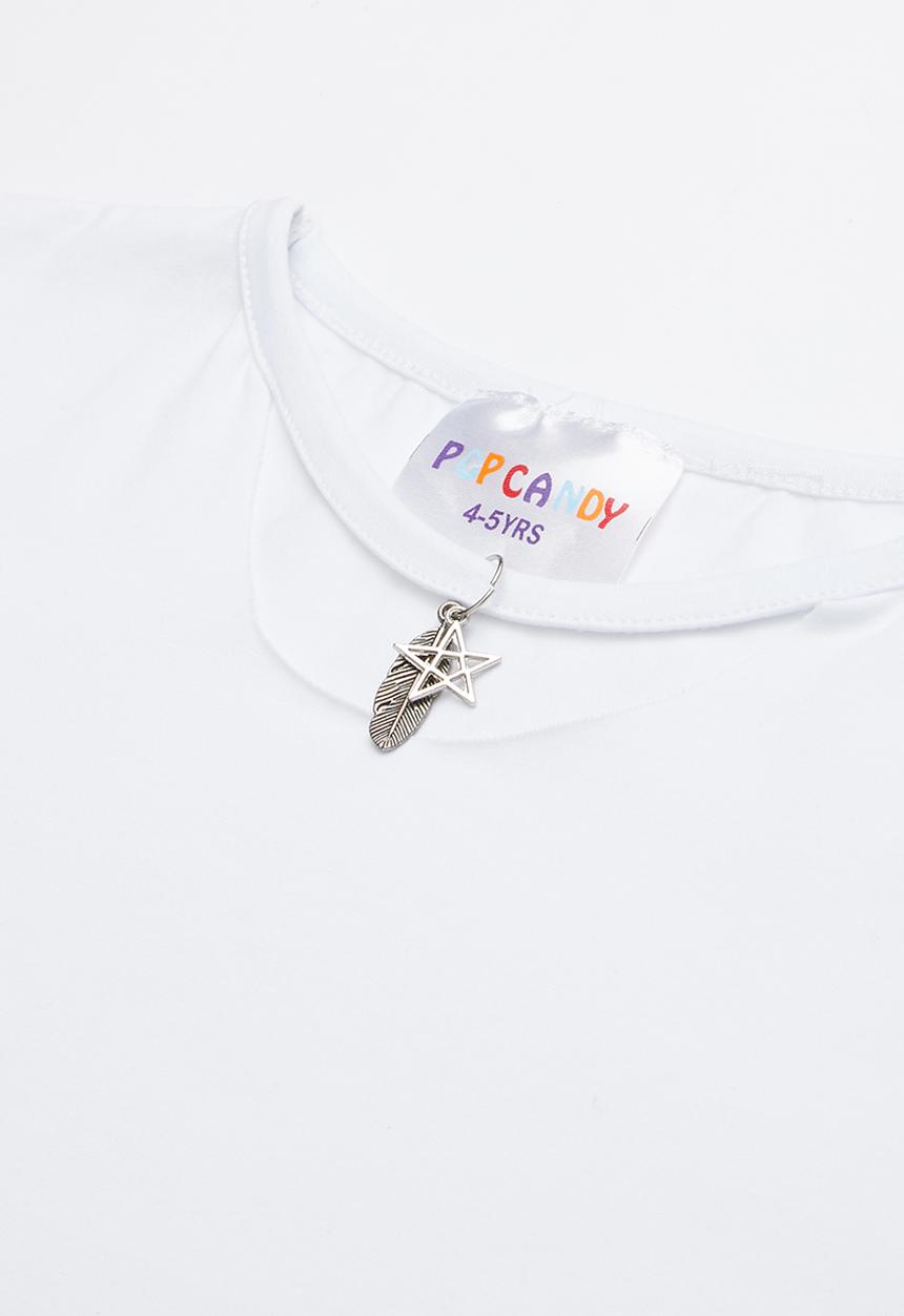 Pop Candy - Fringe sleeve top - white