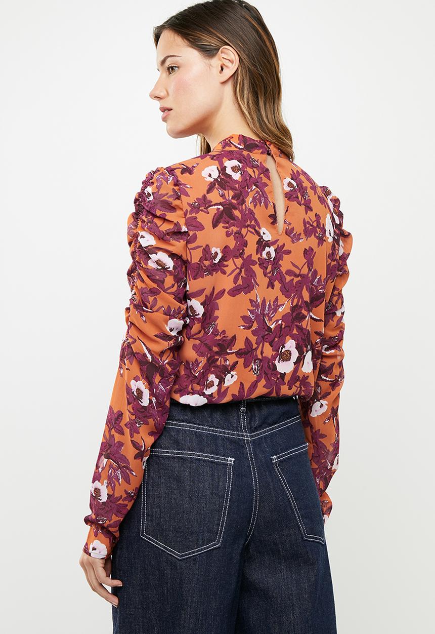 Vero Moda - Karen long sleeve high neck top - multi