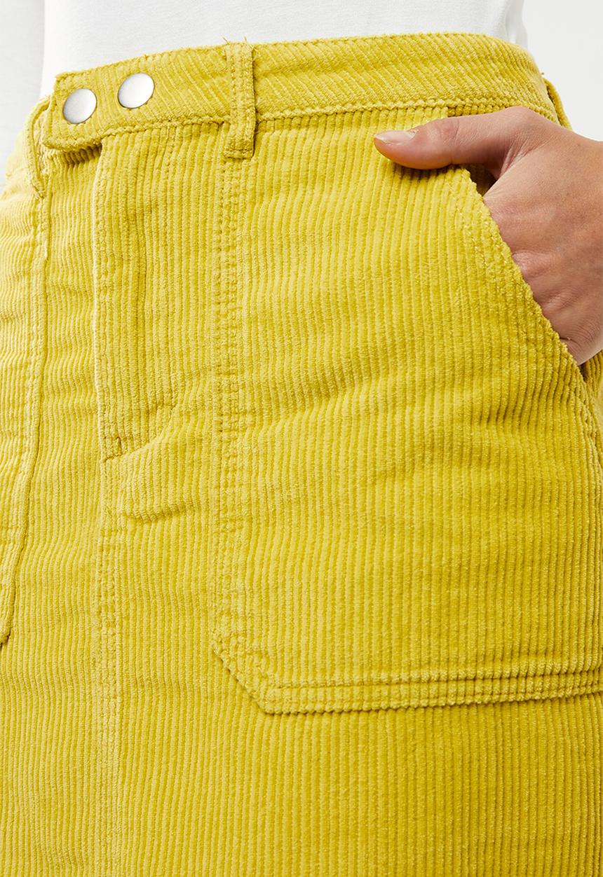 Missguided - Button through cord skirt - yellow