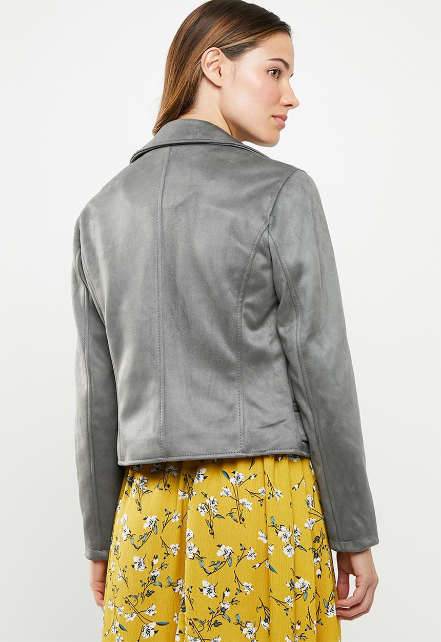 New Look - Olivia suedette biker - grey