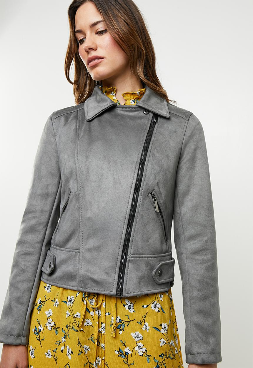 New Look - Olivia suedette biker - grey