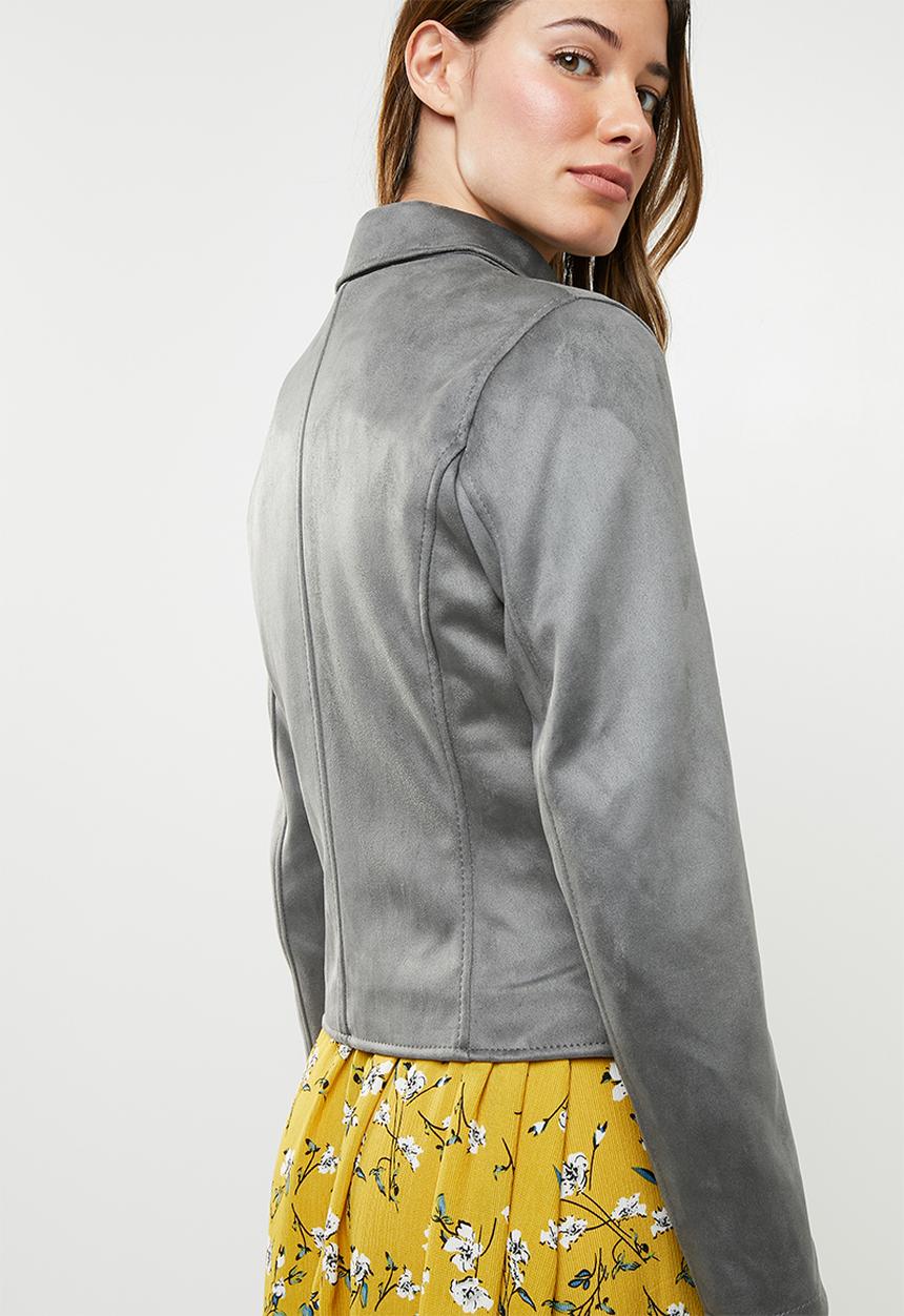 New Look - Olivia suedette biker - grey