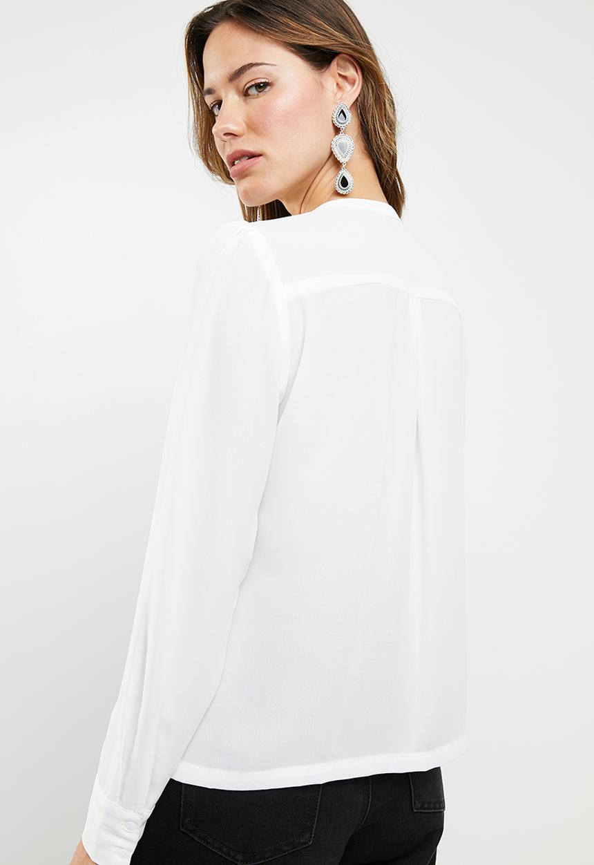 ONLY - Alicante pleat flounce blouse - white