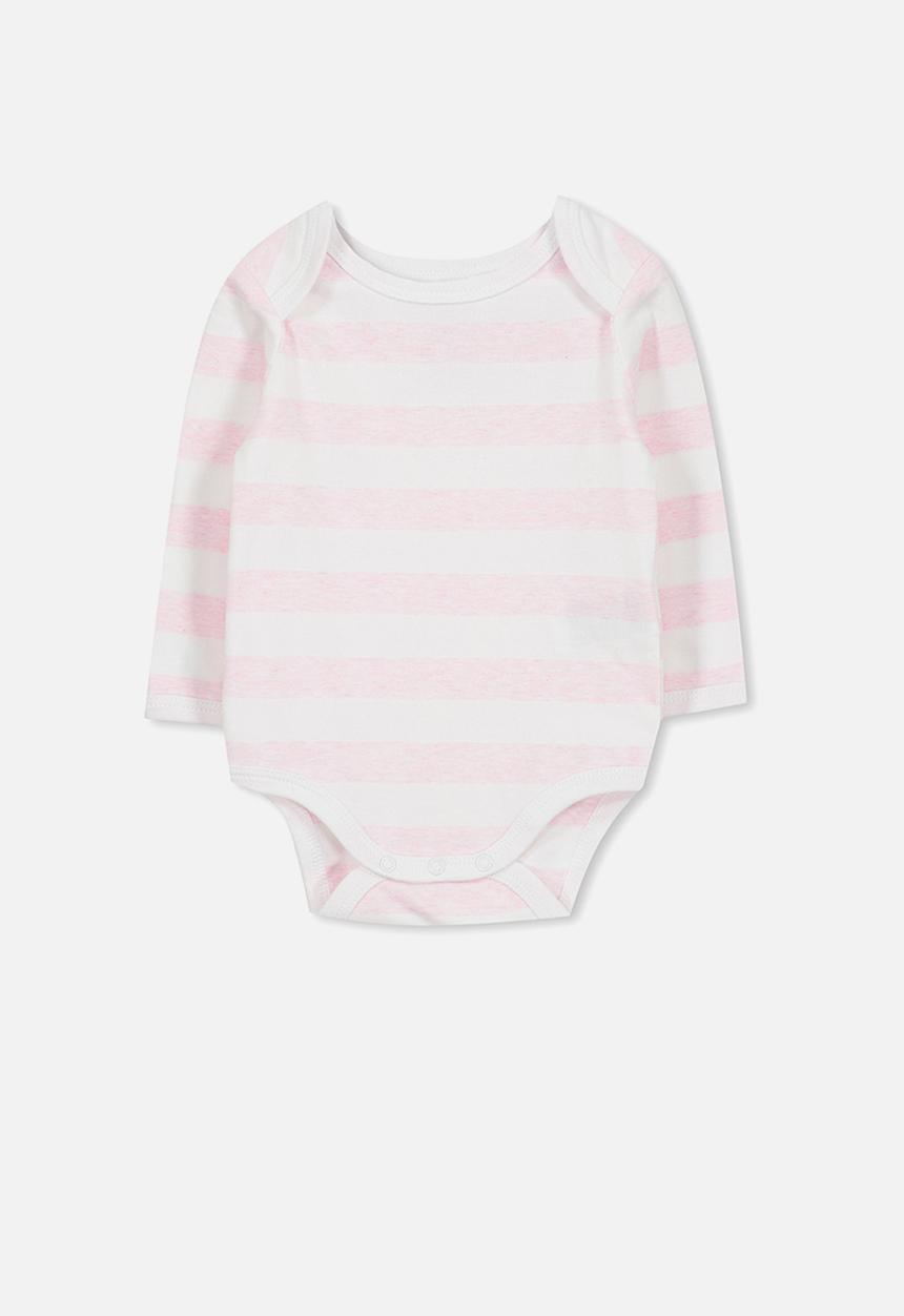 Cotton On - Mini long sleeve bubby - white & pink