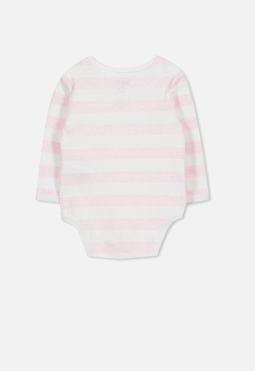 Cotton On - Mini long sleeve bubby - white & pink