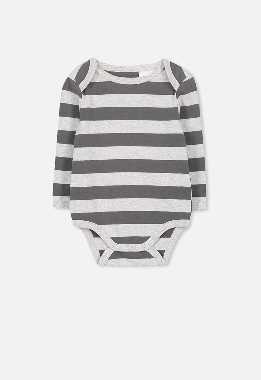 Cotton On - Mini long sleeve bubby - grey & charcoal