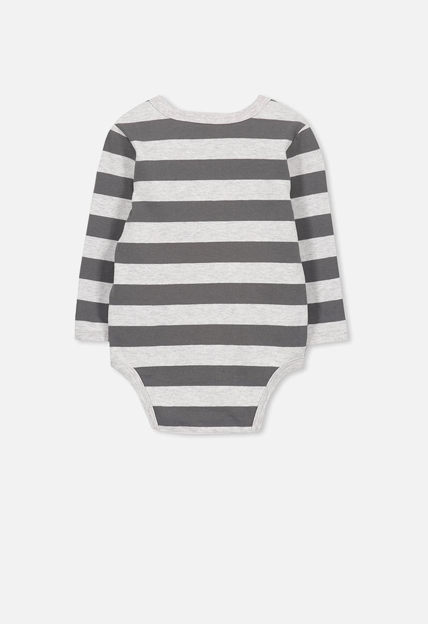 Cotton On - Mini long sleeve bubby - grey & charcoal