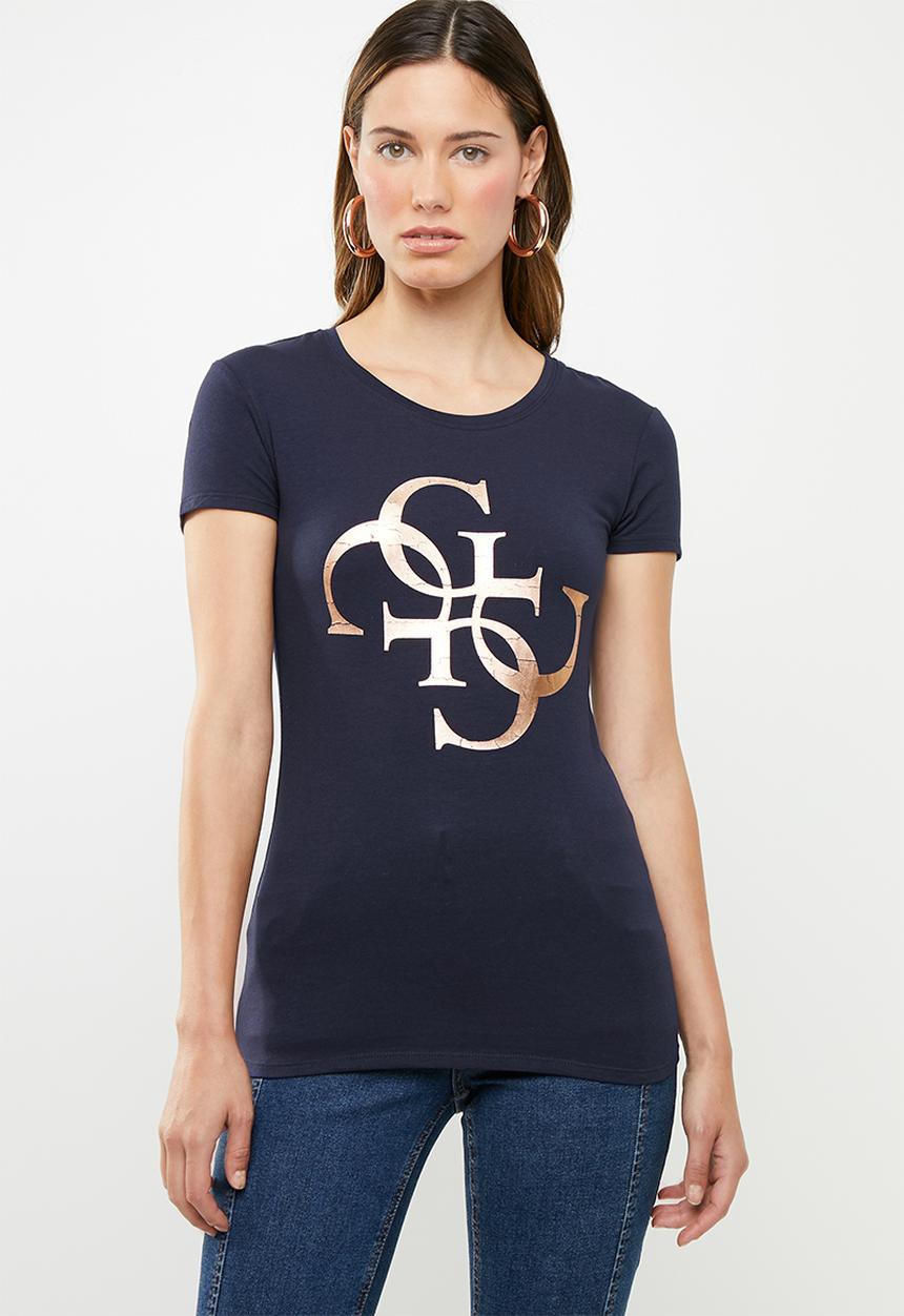 GUESS - Short sleeve quatro T-shirt - navy