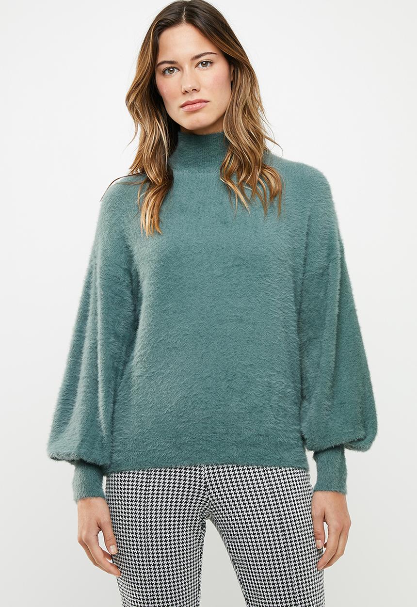 Noisy May - Sophie long sleeve high neck knit - green 