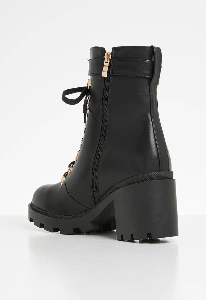 Public Desire - Faux leather combat boot - black pu