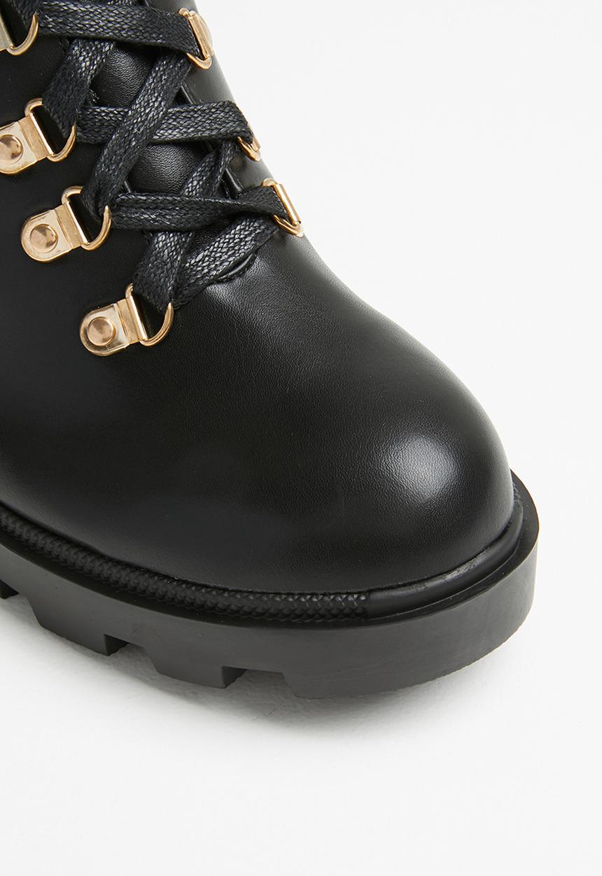 Public Desire - Faux leather combat boot - black pu