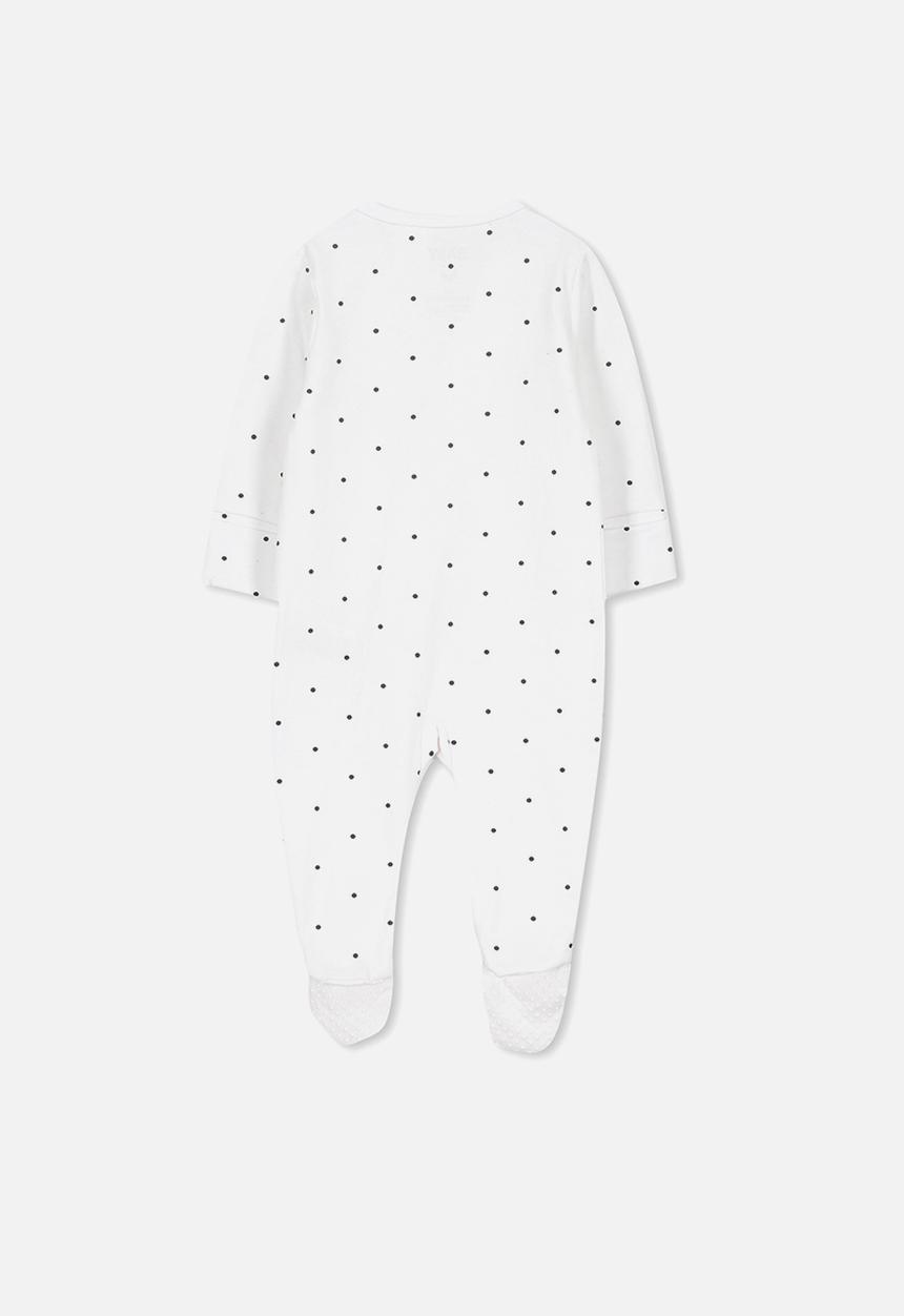 Cotton On - Mini zip through romper - white & black