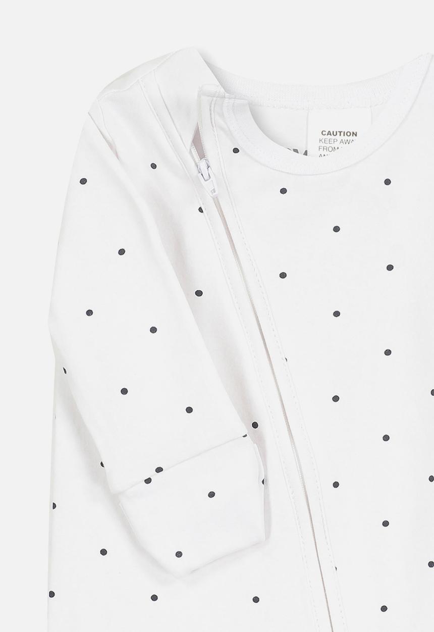 Cotton On - Mini zip through romper - white & black
