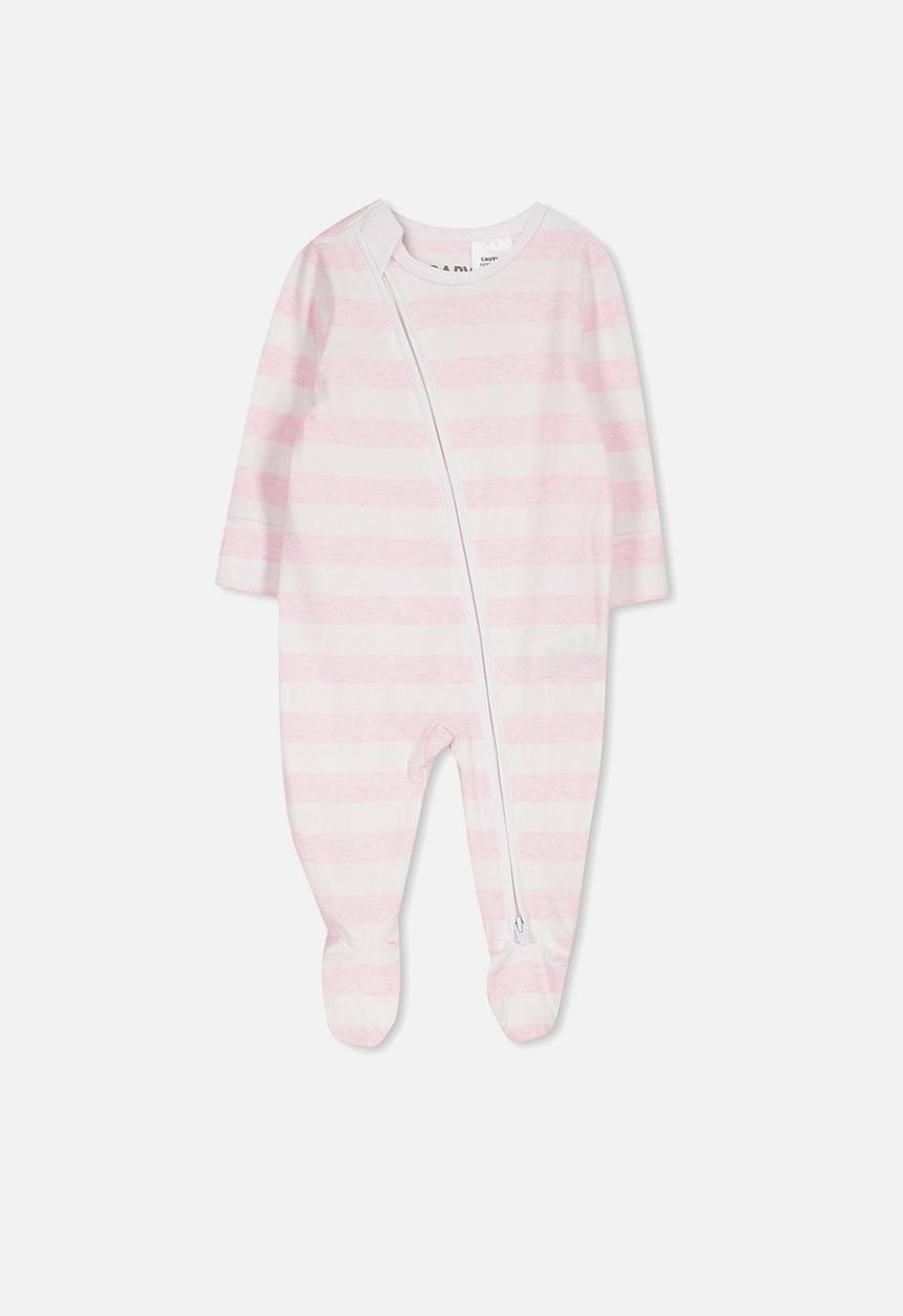 Cotton On - Mini zip through romper - white & pink