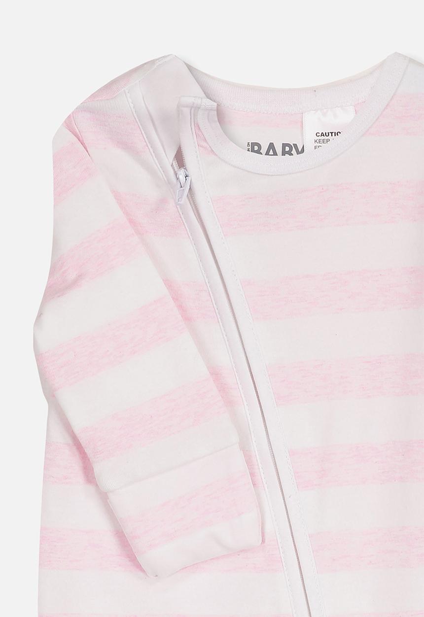 Cotton On - Mini zip through romper - white & pink