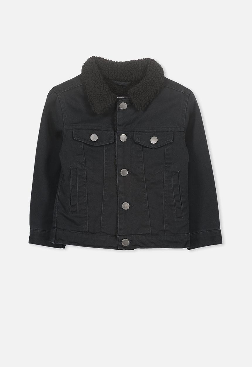 Cotton On - Jessie sherpa denim jacket - black