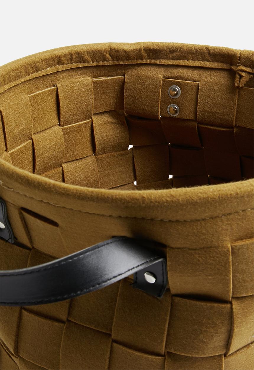 Present Time - Storage bag felt - round brown/leather handles