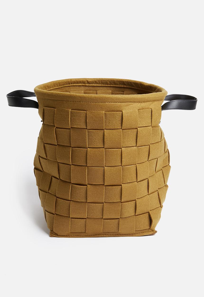 Present Time - Storage bag felt - round brown/leather handles