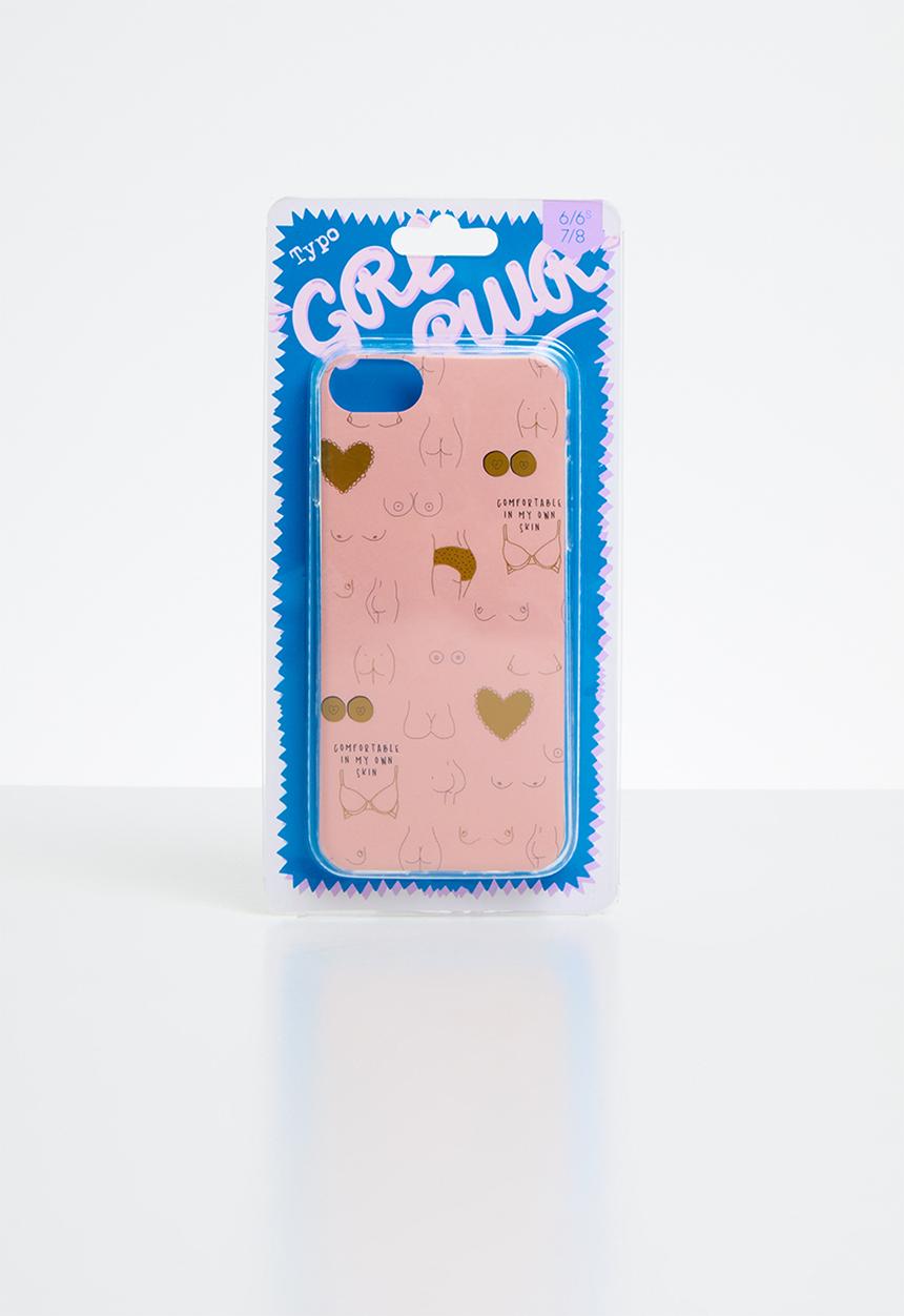 Typo - Printed phone cover universal 6,7,8 - pink & gold