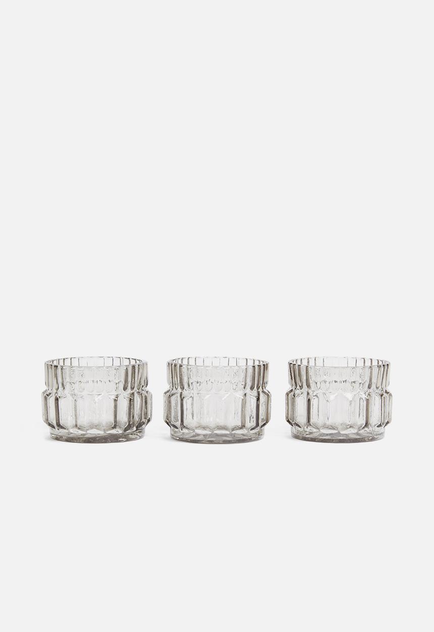 Sixth Floor - Gracie glass votives set of 3 - grey
