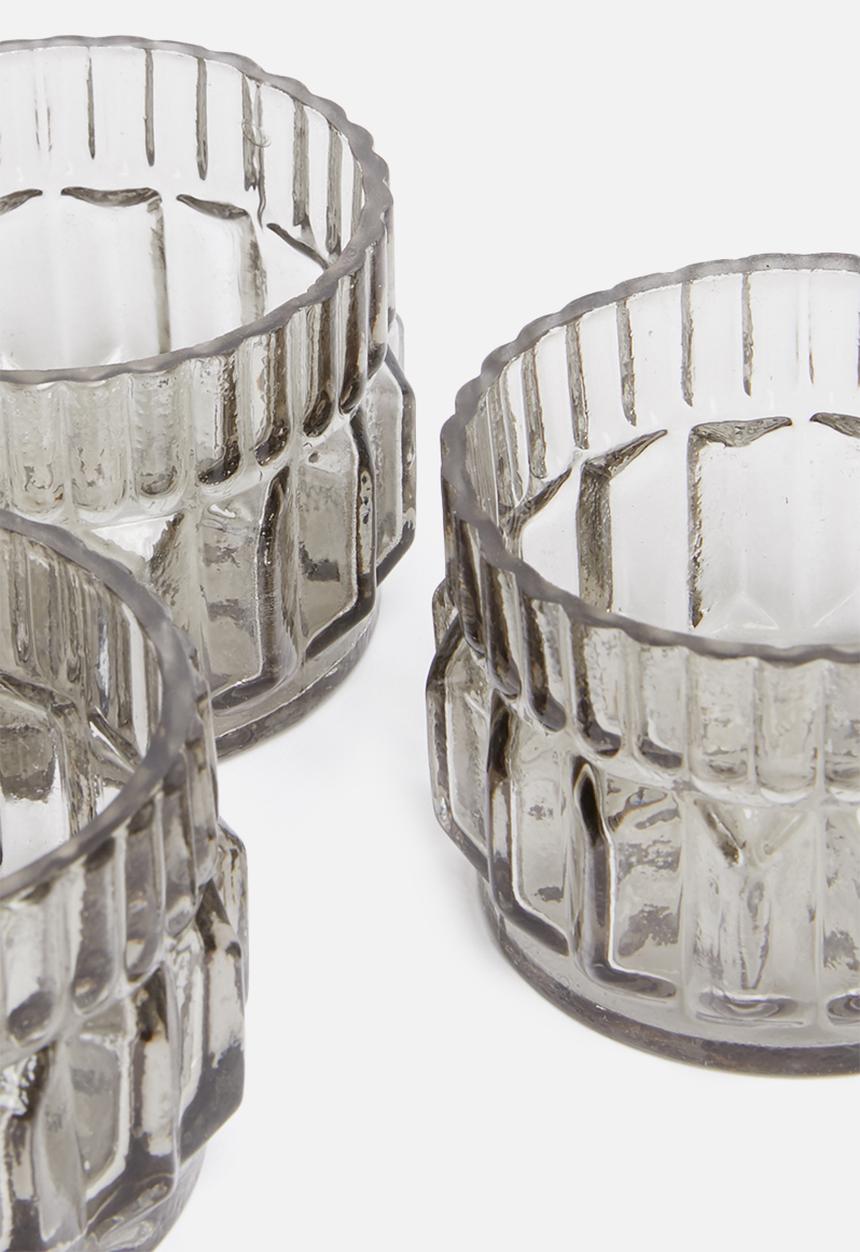 Sixth Floor - Gracie glass votives set of 3 - grey