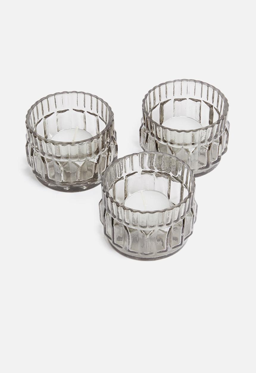 Sixth Floor - Gracie glass votives set of 3 - grey