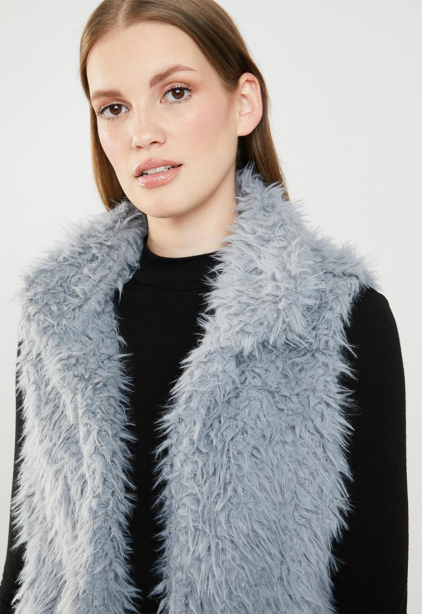 Revenge - Faux fur gilet - grey