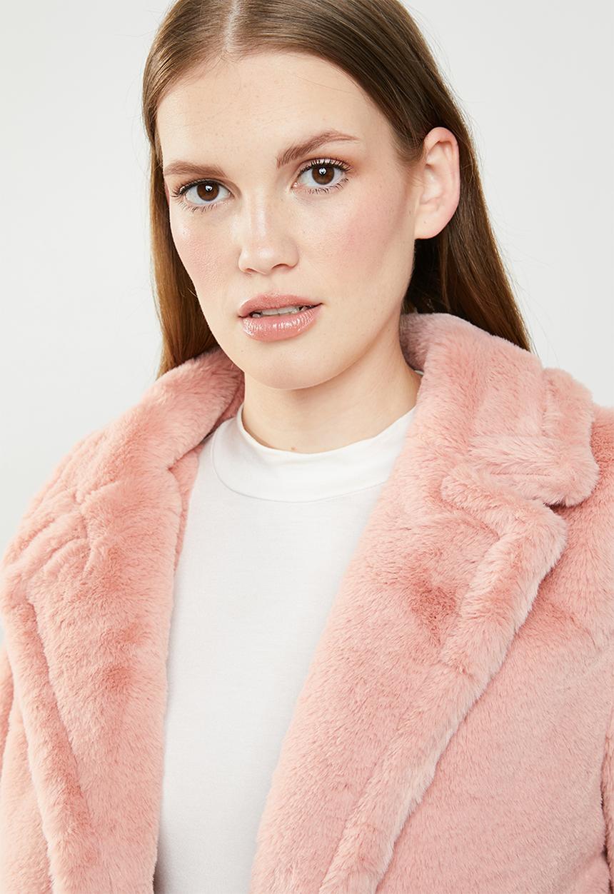 Revenge - Faux fur cropped jacket - pink