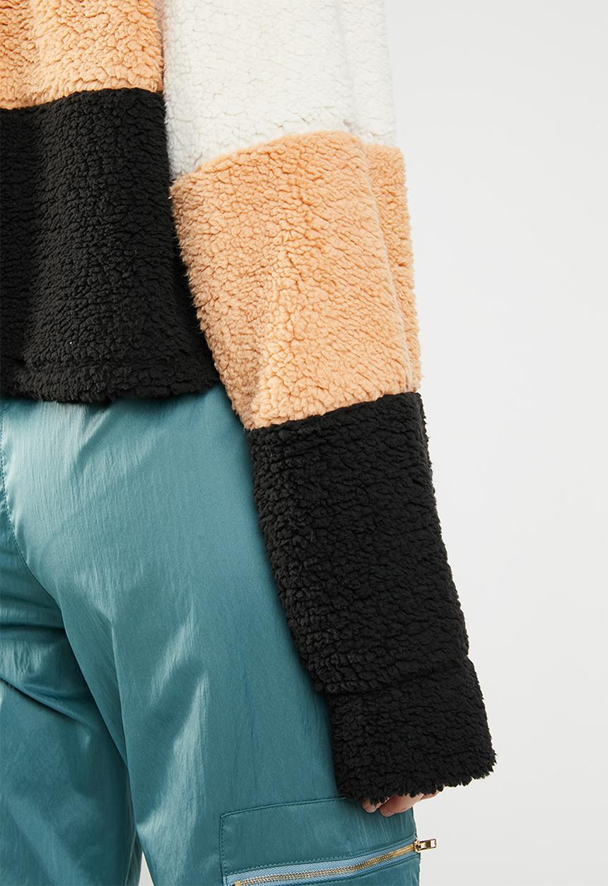 Missguided - Colour block borg crop sweat - multi