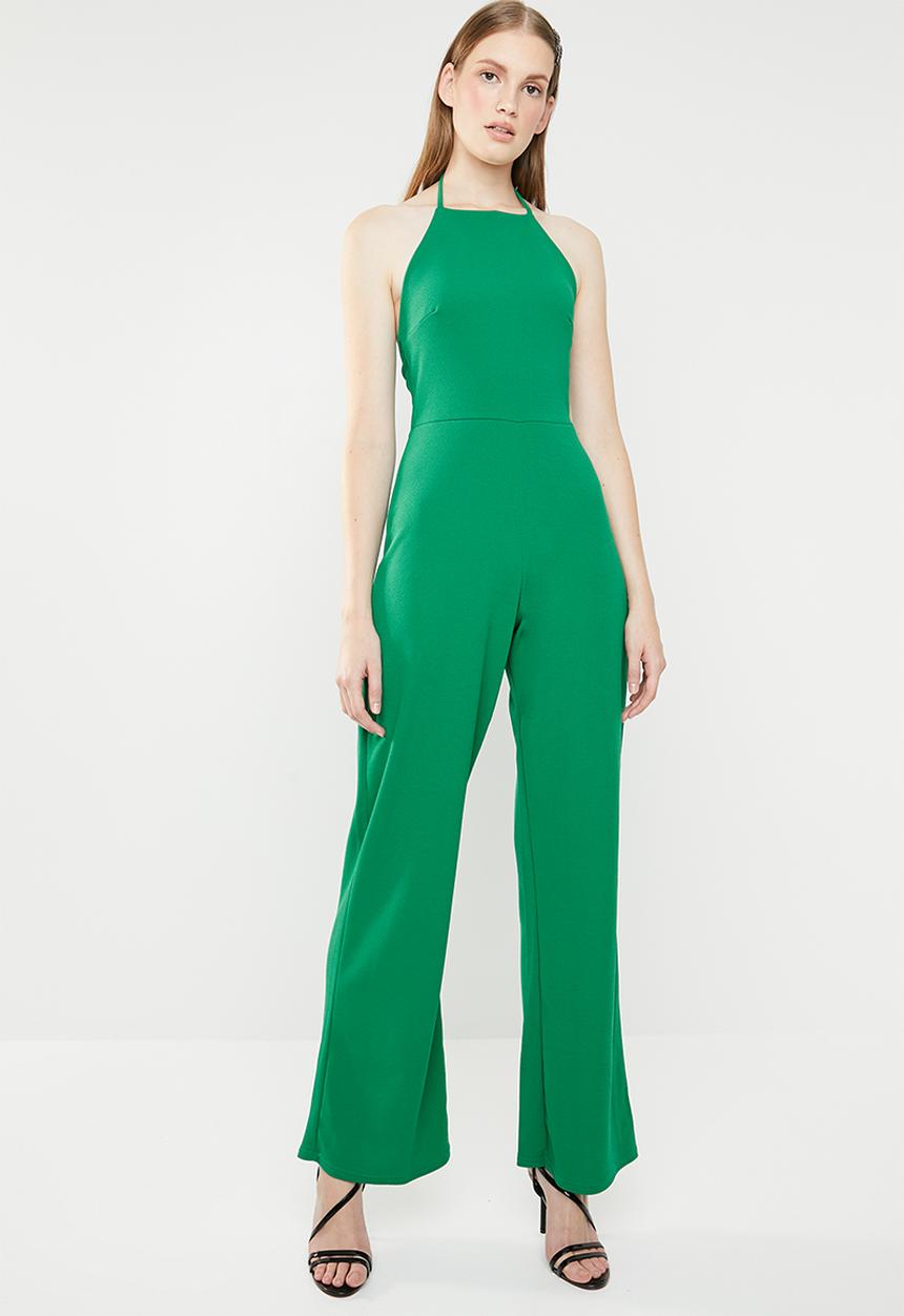 Missguided - 90s Neck wide leg jumpsuit - green