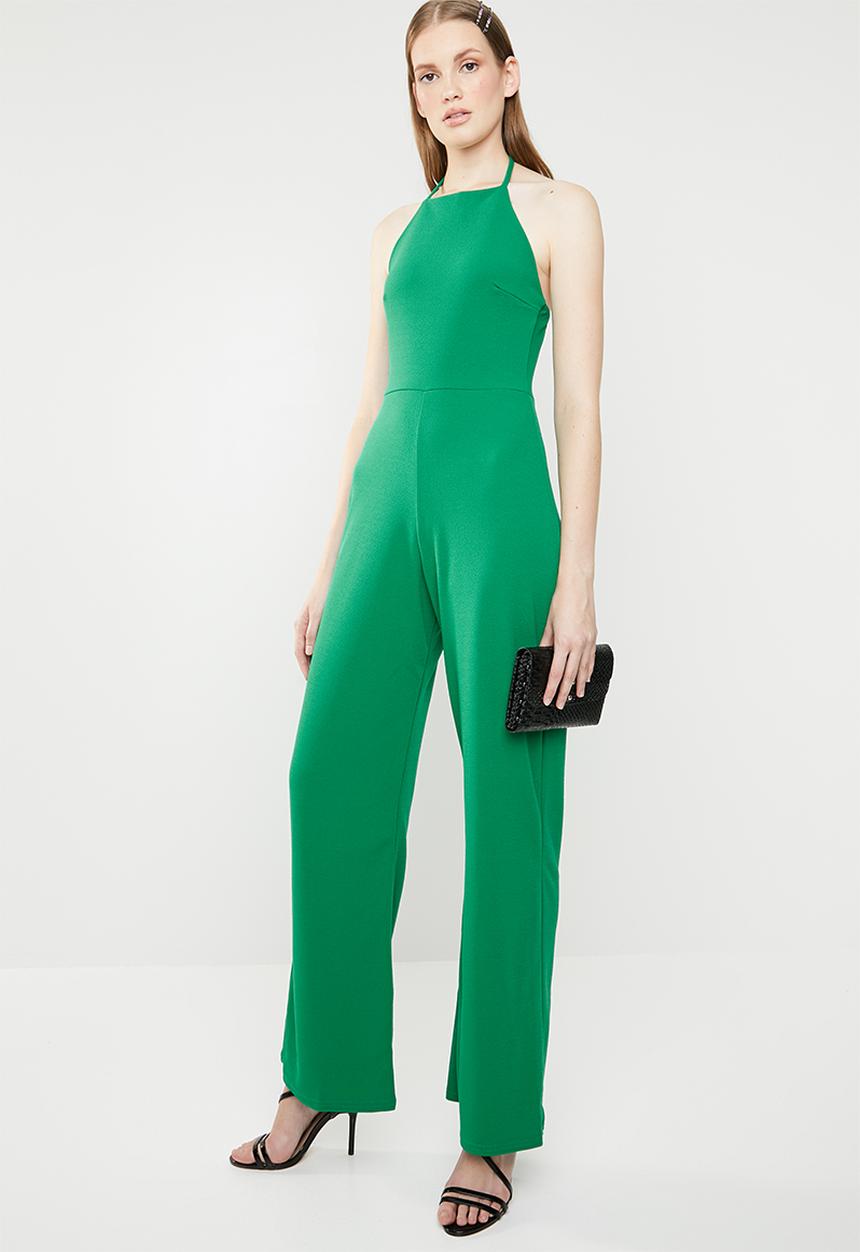 Missguided - 90s Neck wide leg jumpsuit - green