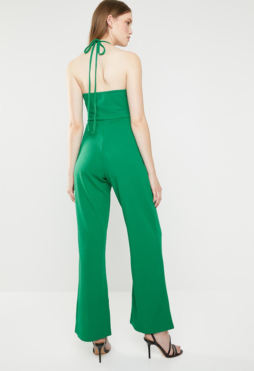 Missguided - 90s Neck wide leg jumpsuit - green