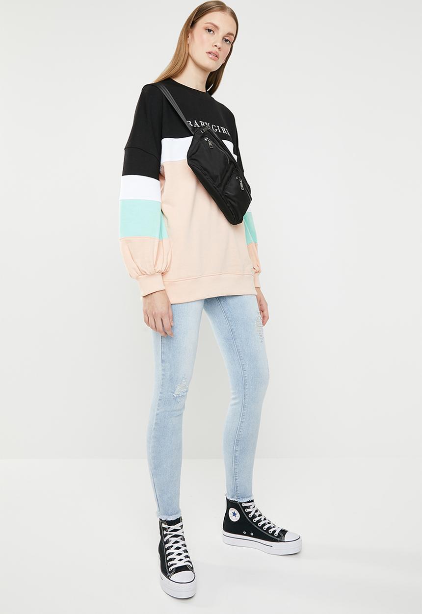 Missguided - Sinner authentic high waisted distressed skinny- blue