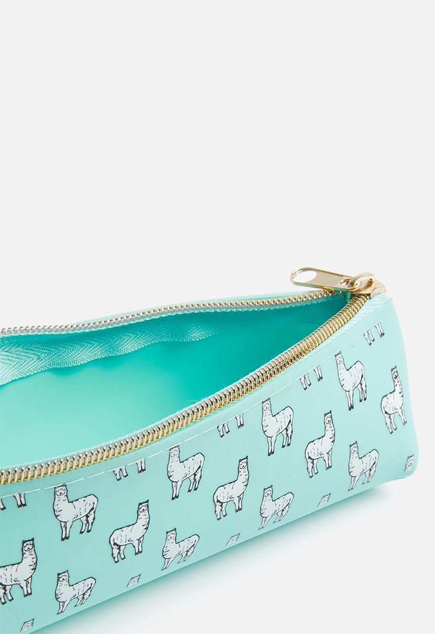 Typo - Mini matte pencil case - blue & white