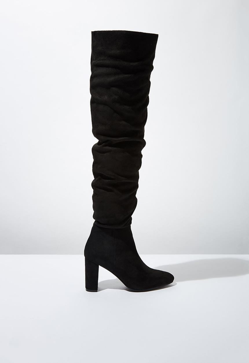 Cotton On - Faux leather knee lengthslouch boot - black