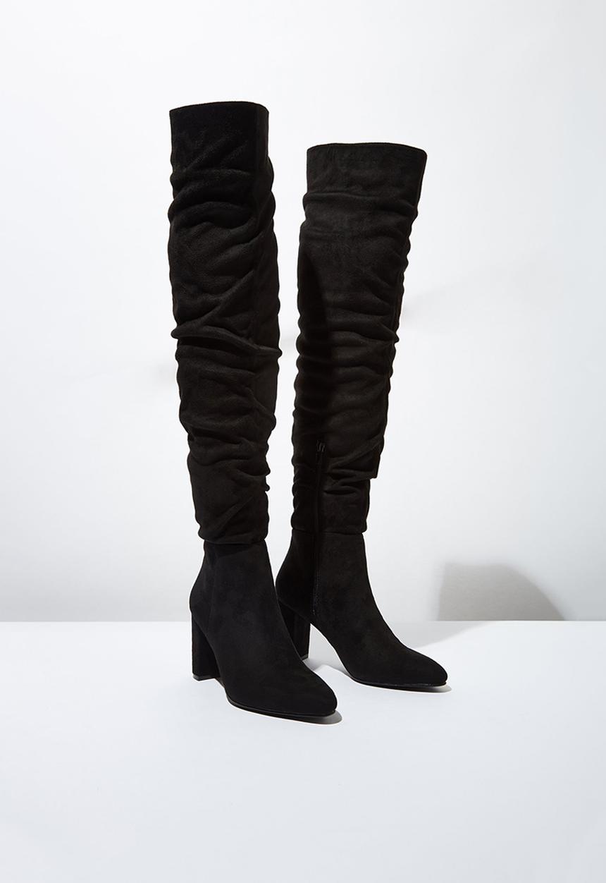 Cotton On - Faux leather knee lengthslouch boot - black
