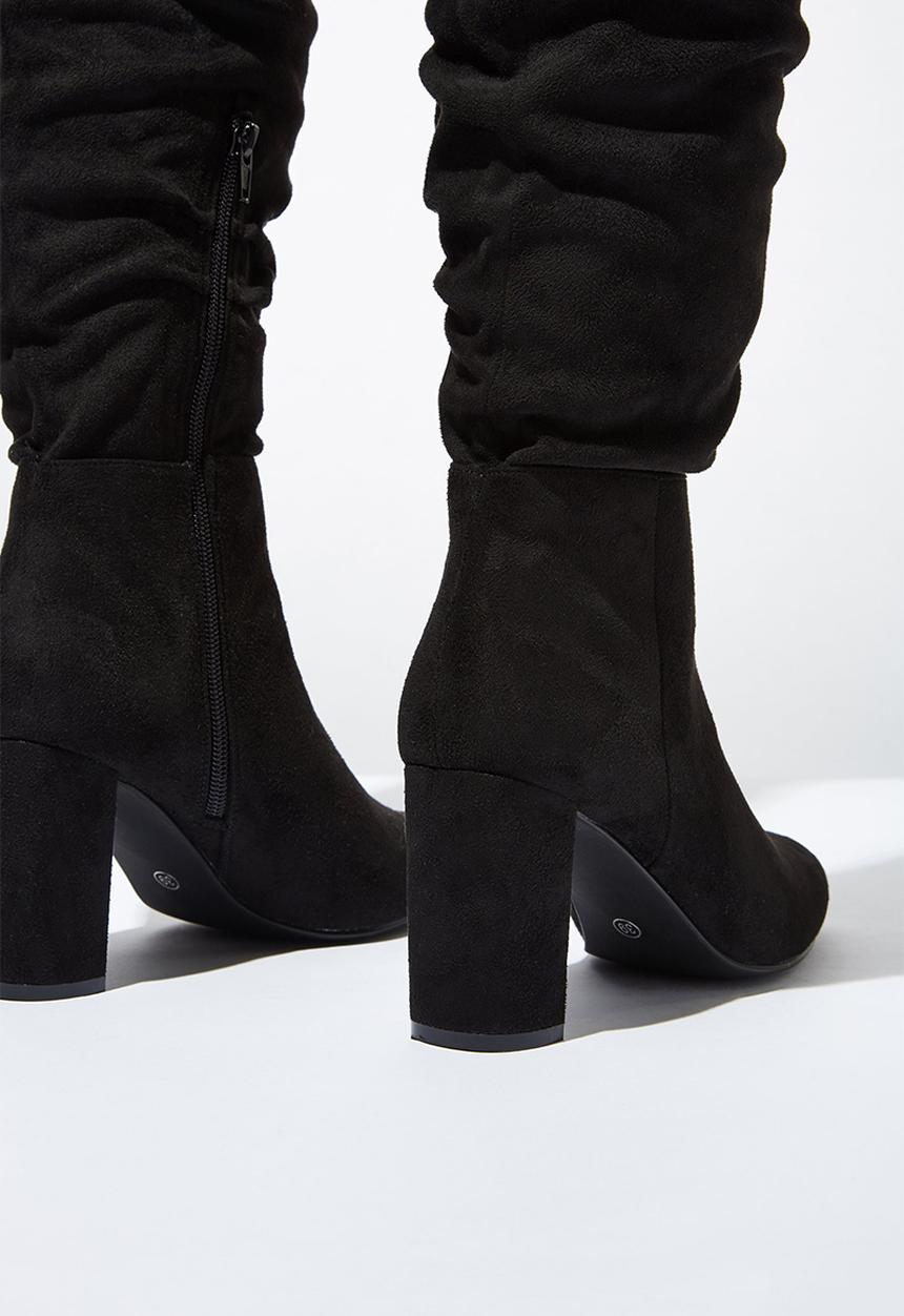 Cotton On - Faux leather knee lengthslouch boot - black