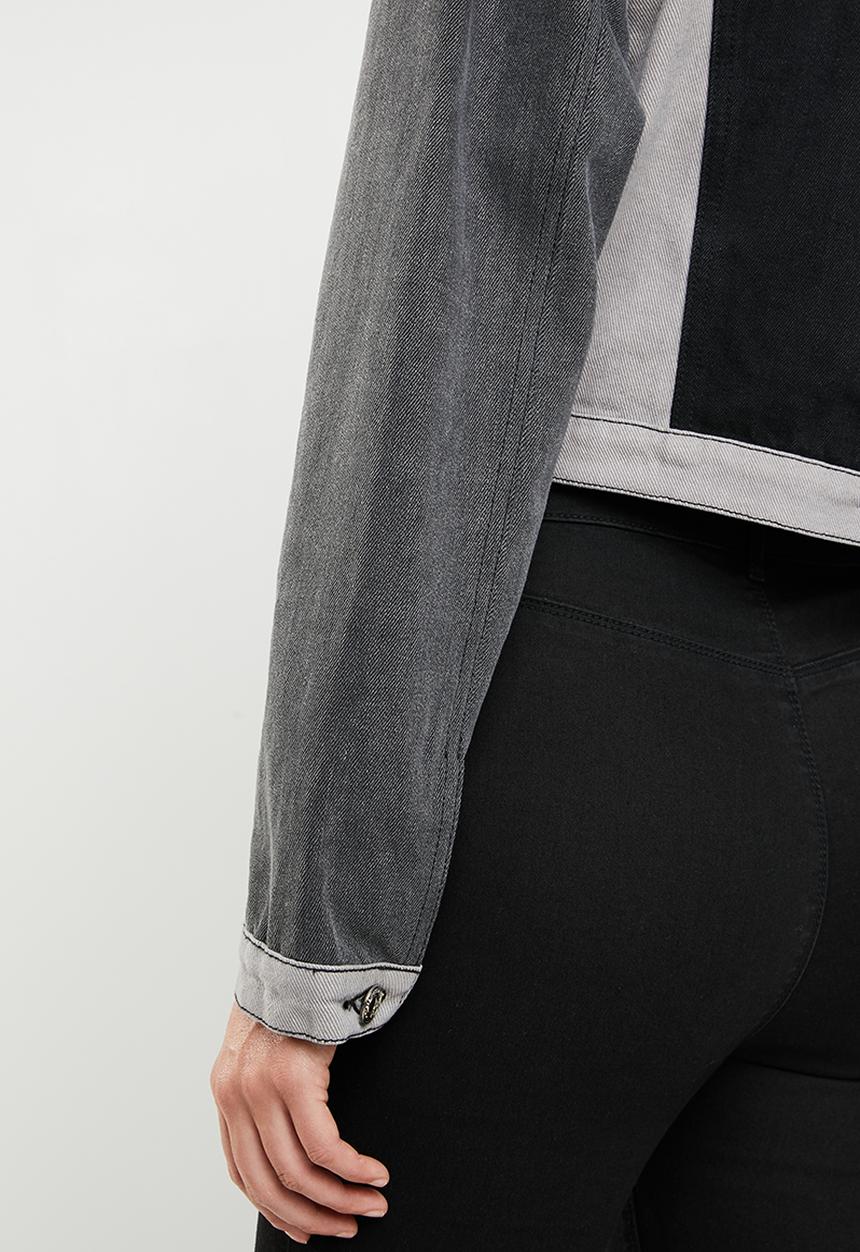 Missguided - Colour block patchwork denim jacket - black