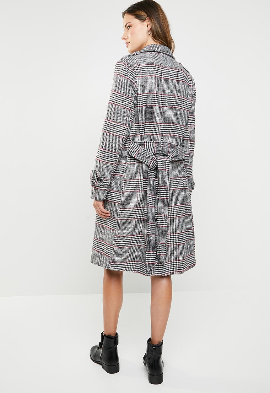 Missguided - Check formal belted trench coat - multi