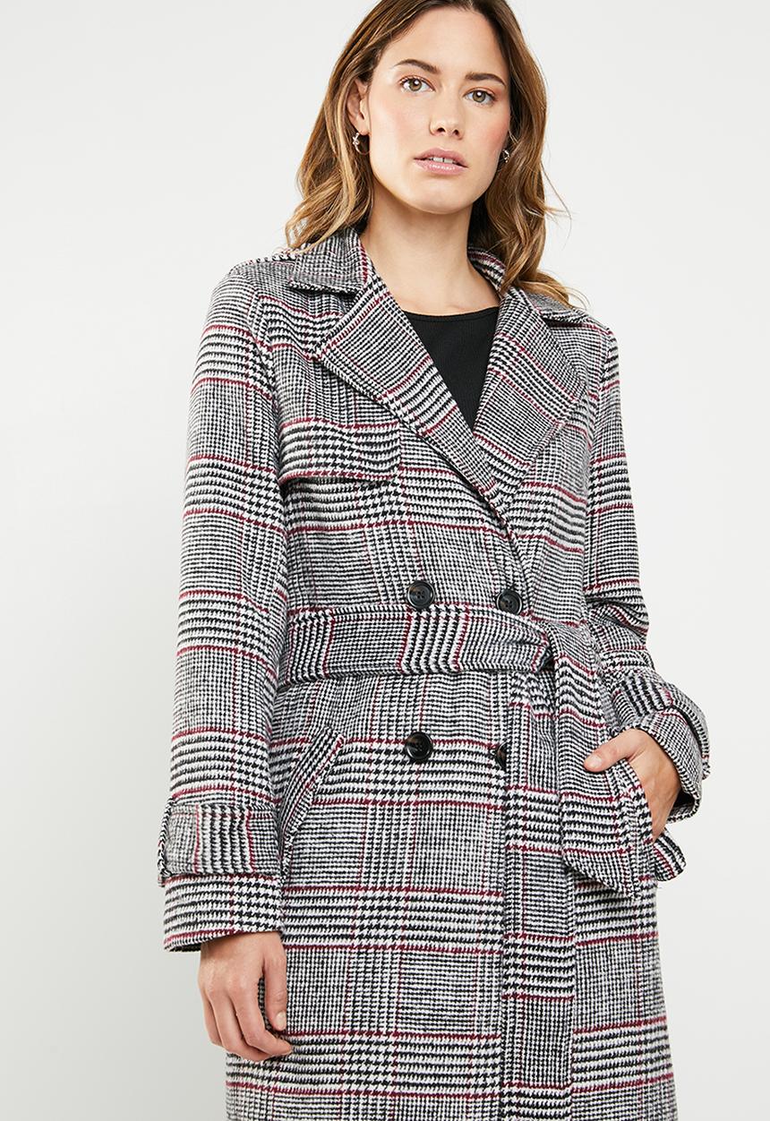 Missguided - Check formal belted trench coat - multi