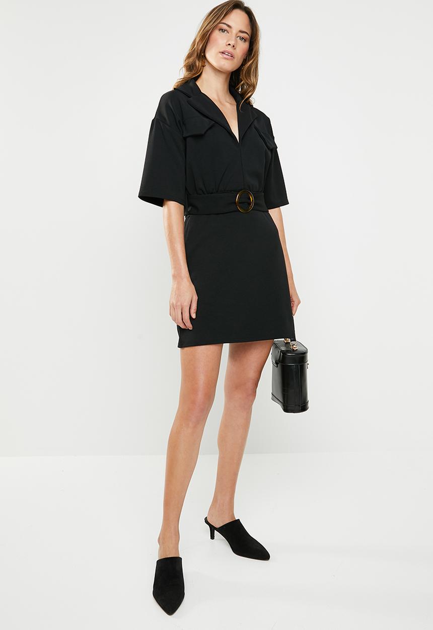 Missguided - Utility buckle shirt dress - black