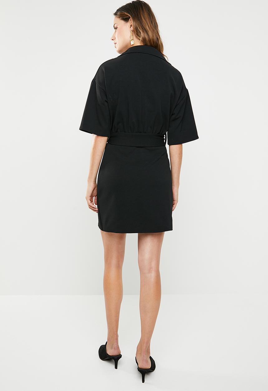 Missguided - Utility buckle shirt dress - black