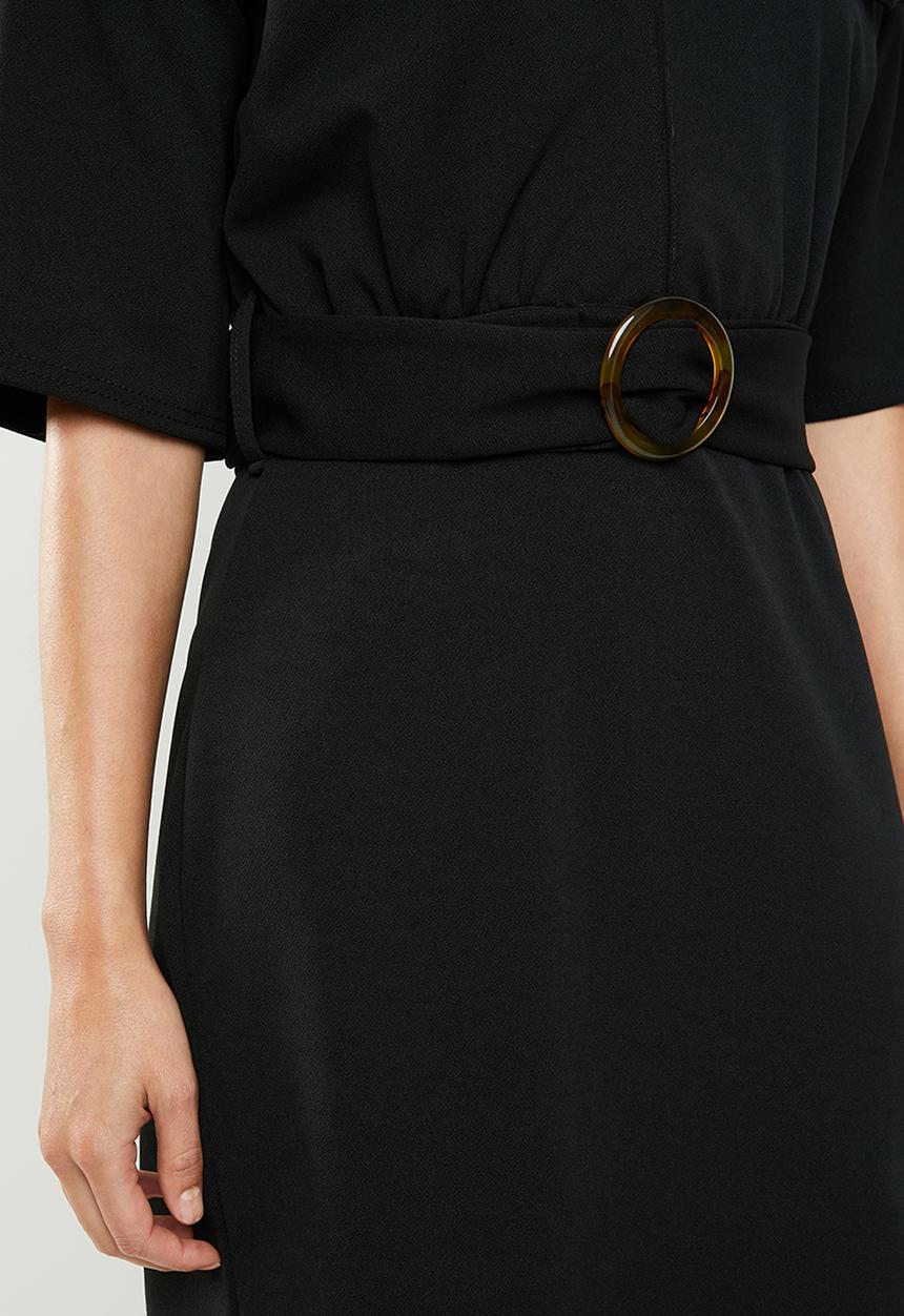 Missguided - Utility buckle shirt dress - black