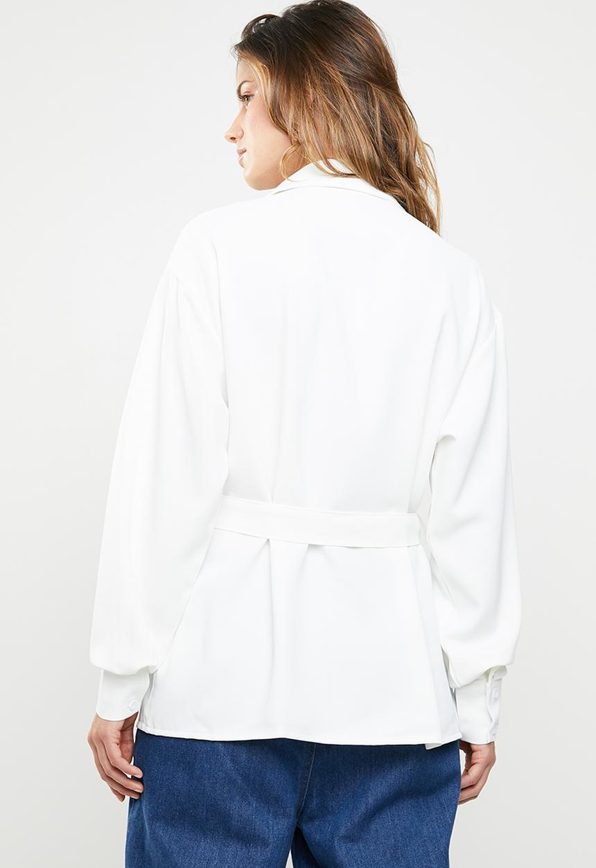 Missguided - Belted shirt jacket - white