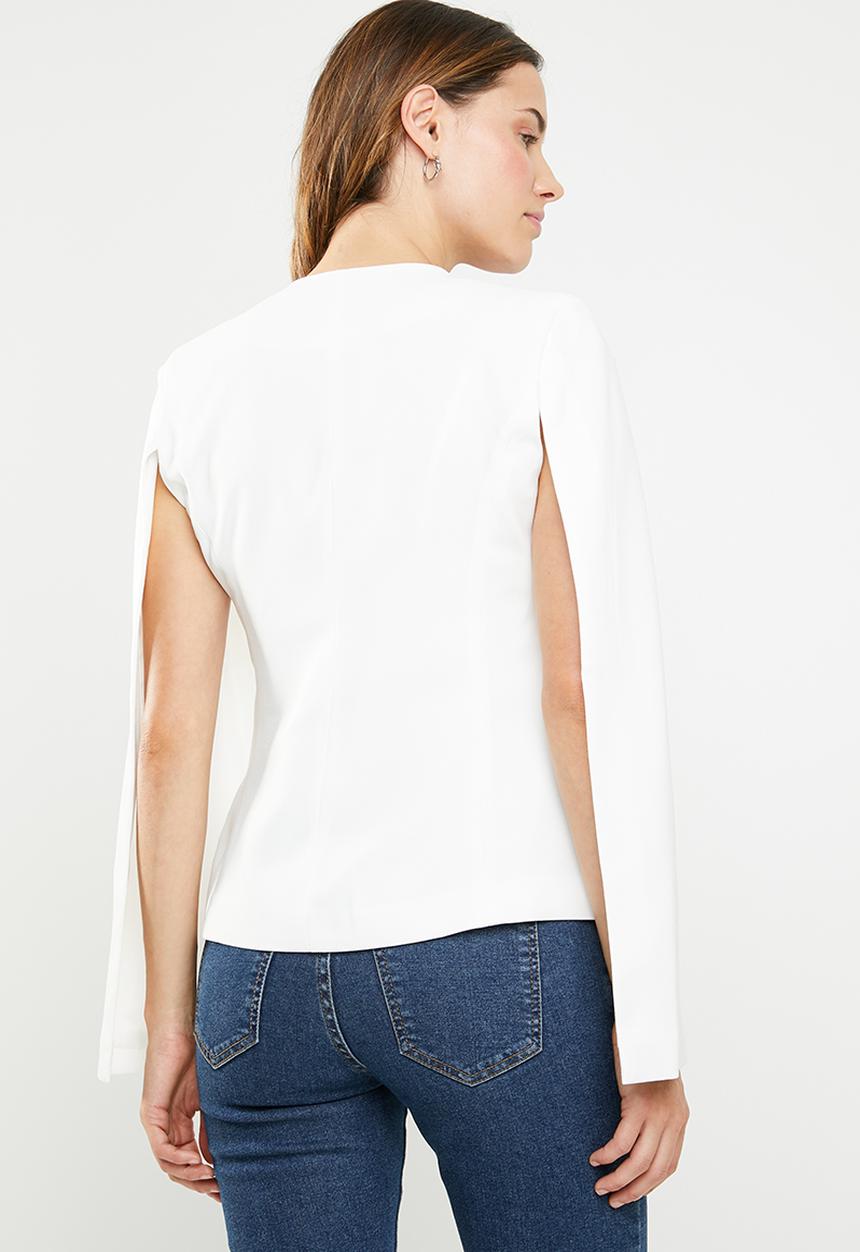 Missguided - Open sleeve darted asymmetric jacket - white