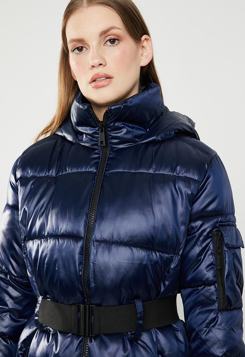 STYLE REPUBLIC - Longline hooded puffer jacket - navy