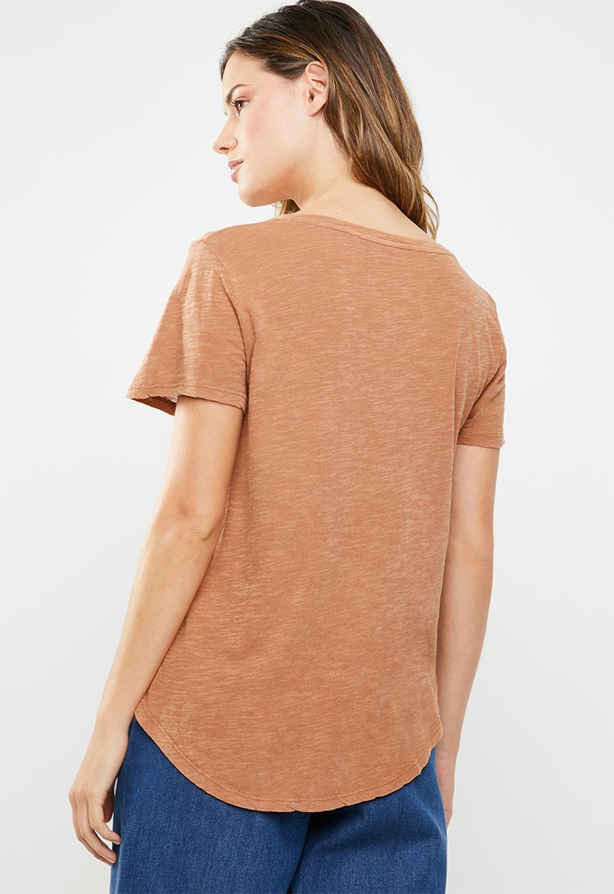 Cotton On - The deep v tee - rust