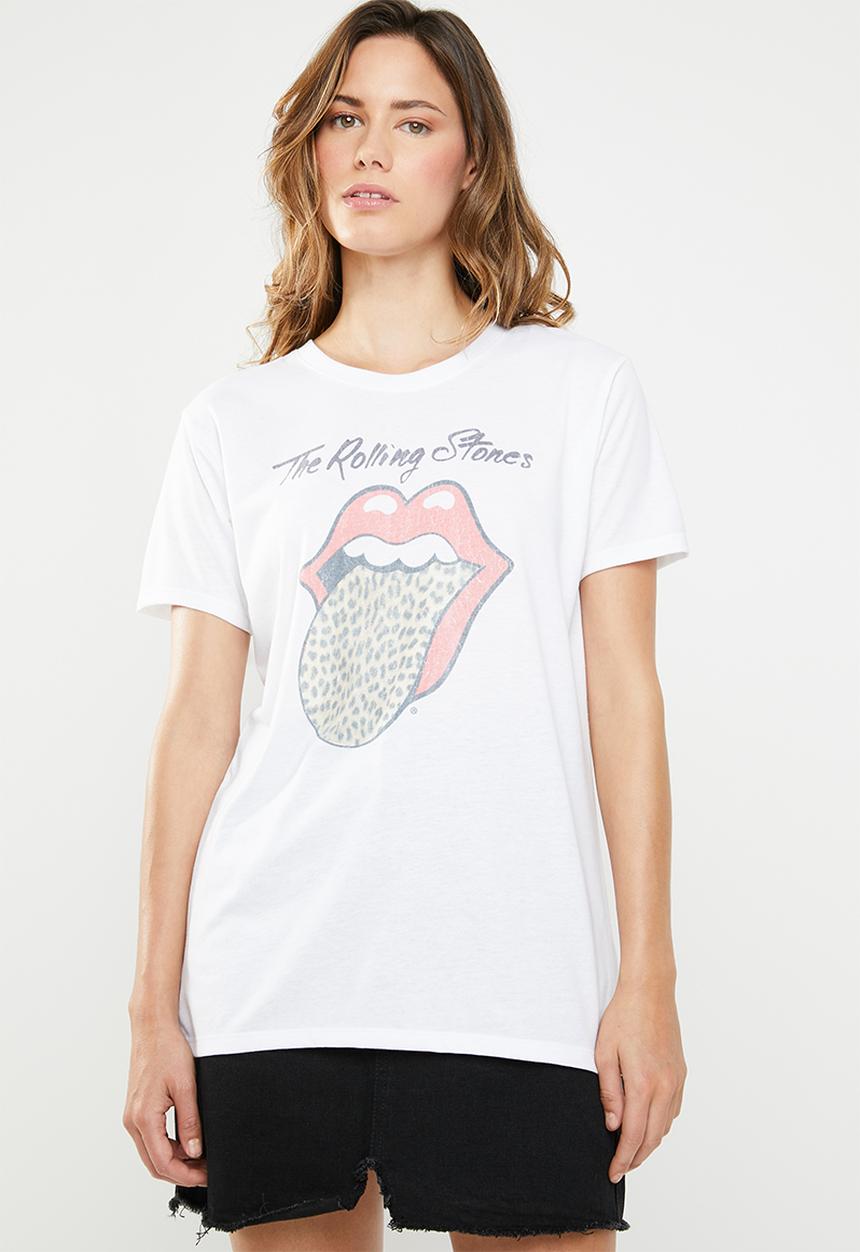 Cotton On - Tbar fox graphic tee rolling stones - white